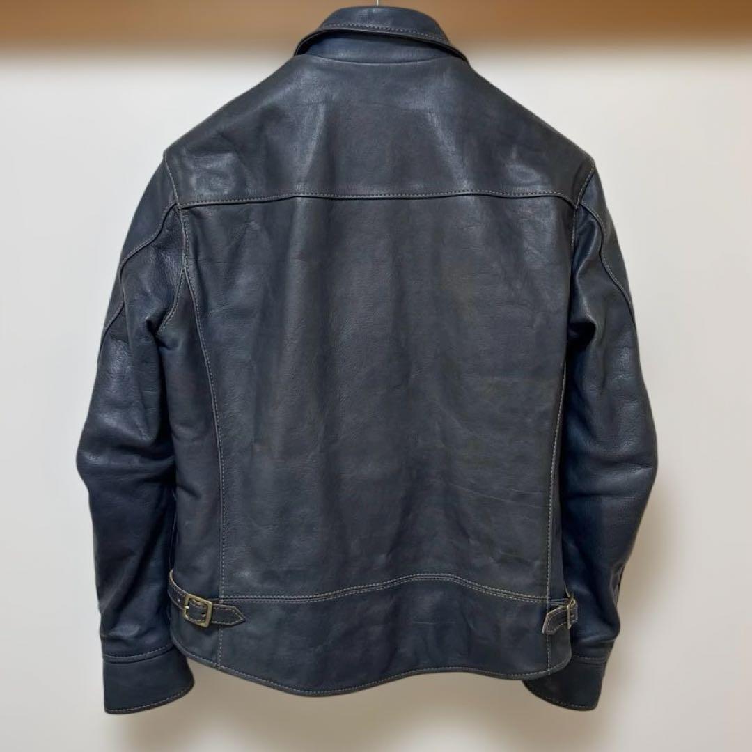 天神ワークス　コバルトブルー　JT-01 シングルジャケット　レザージャケット