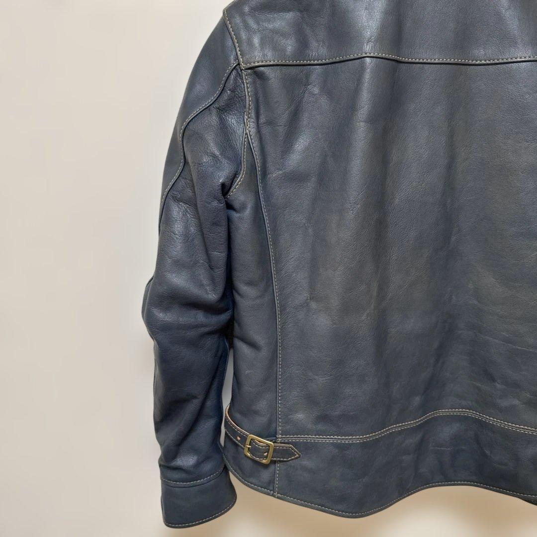 天神ワークス　コバルトブルー　JT-01 シングルジャケット　レザージャケット