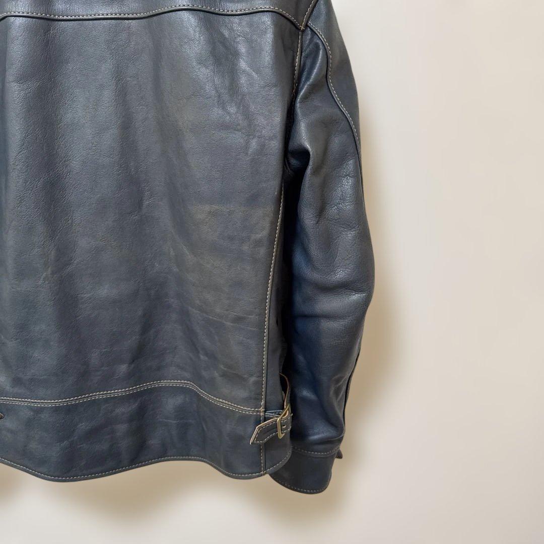 天神ワークス　コバルトブルー　JT-01 シングルジャケット　レザージャケット