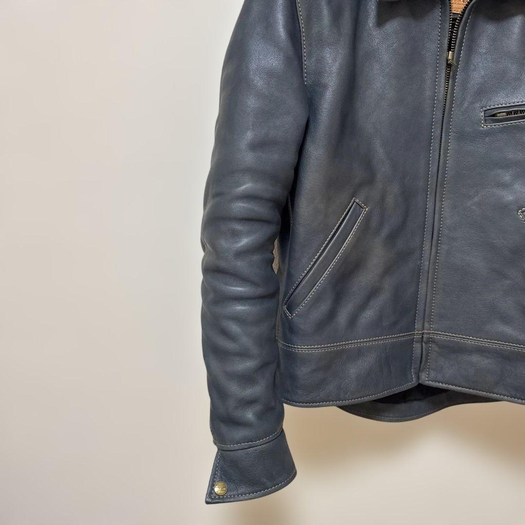 天神ワークス　コバルトブルー　JT-01 シングルジャケット　レザージャケット