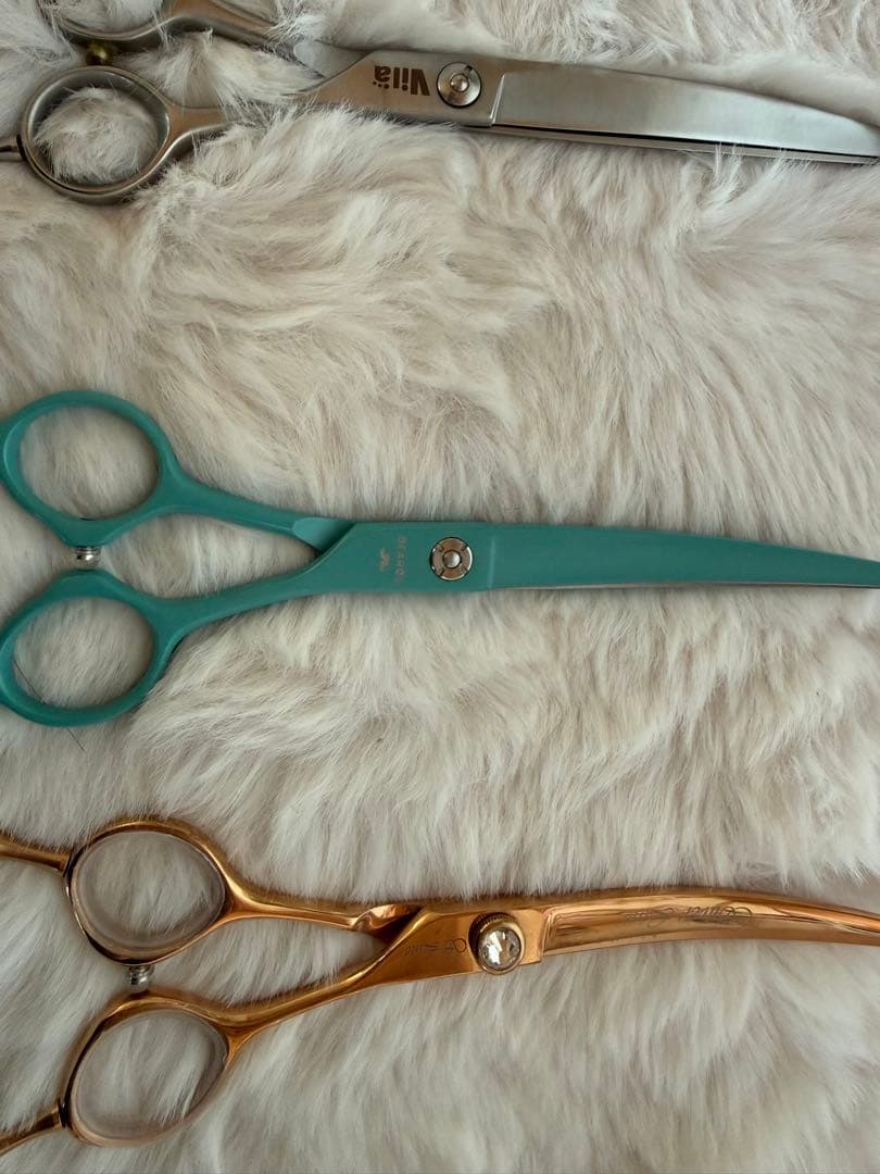 【得】トリミング用カーブハサミ3本 鉗子1本セット