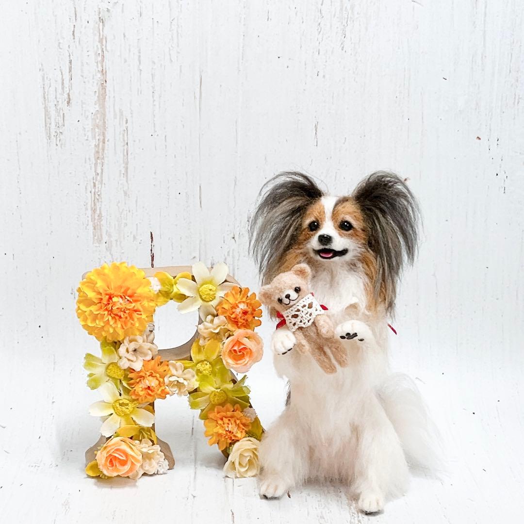 羊毛フェルト 犬 パピヨン