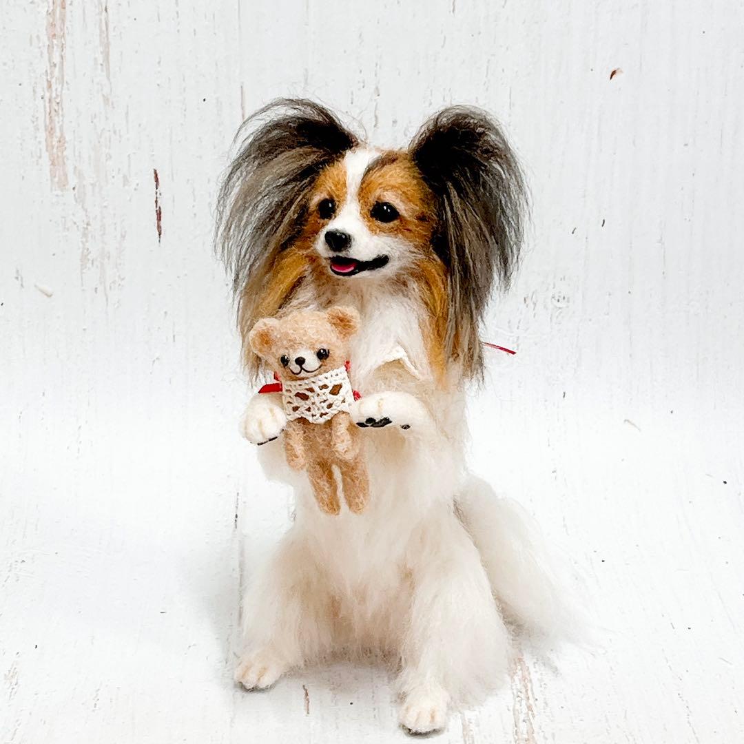 羊毛フェルト 犬 パピヨン