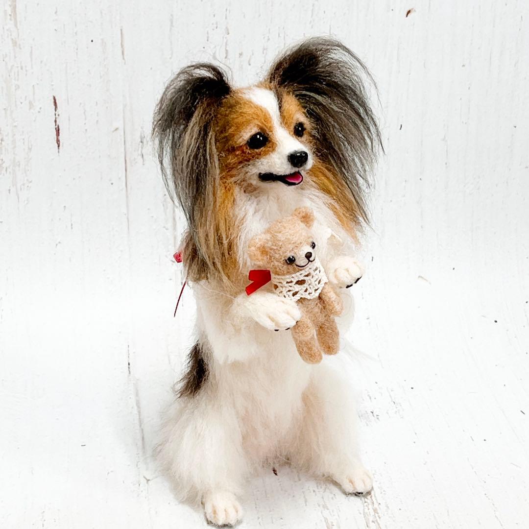 羊毛フェルト 犬 パピヨン