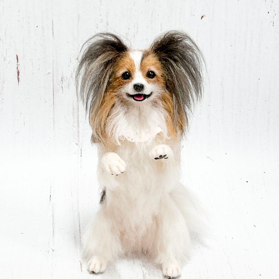 羊毛フェルト 犬 パピヨン