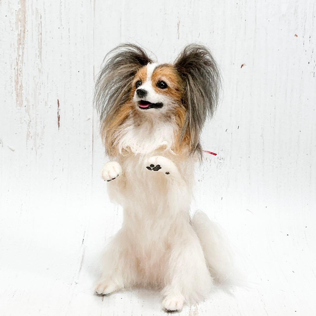 羊毛フェルト 犬 パピヨン
