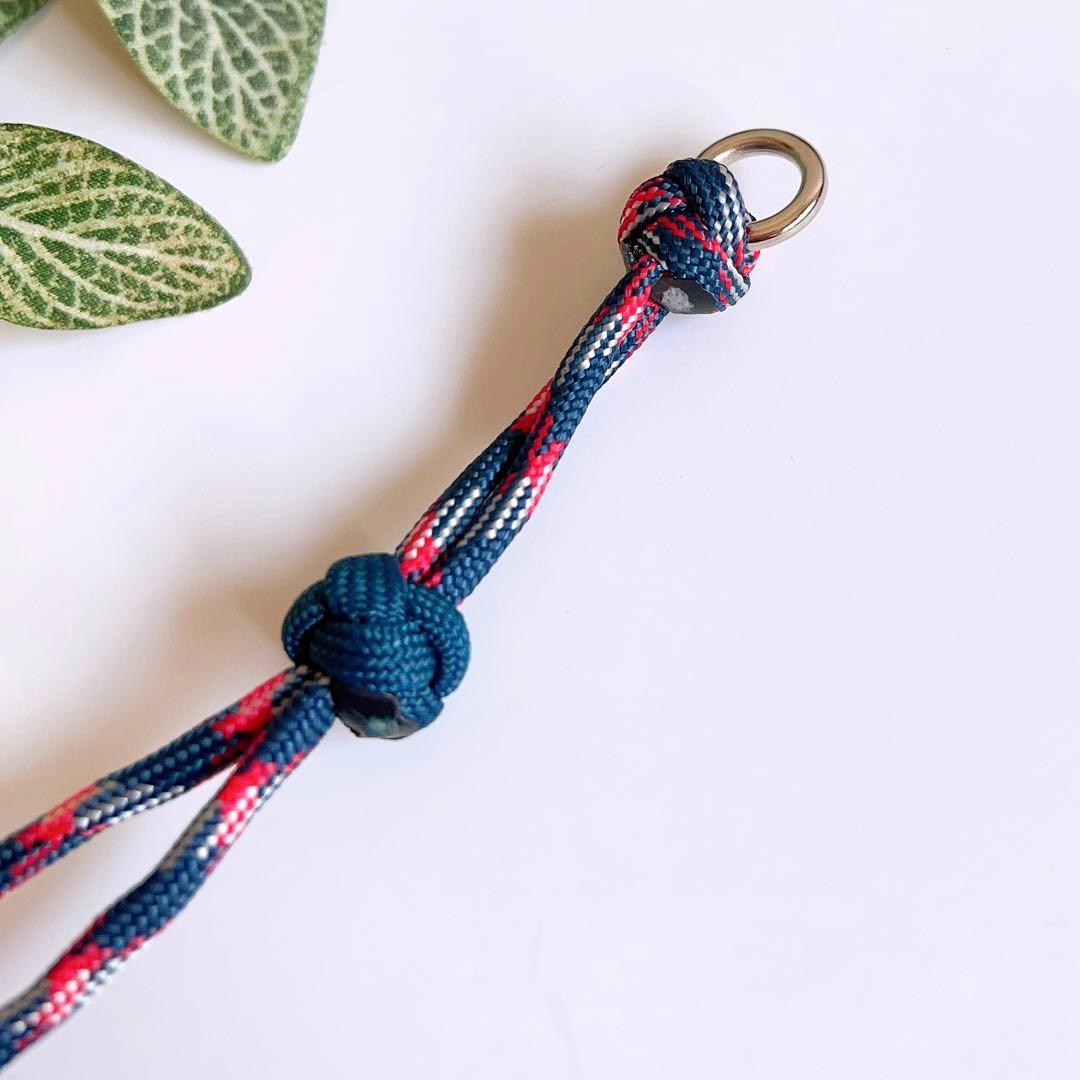 パラコード首輪　ハーフチョーク　ネイビー　にこちゃん　No.0152