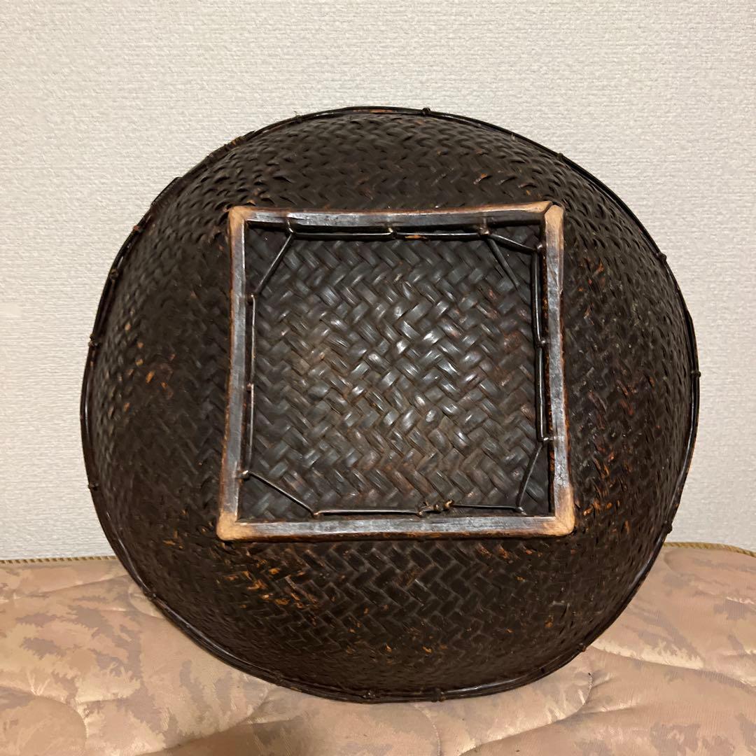 竹製 楕円形バスケット ダークブラウン