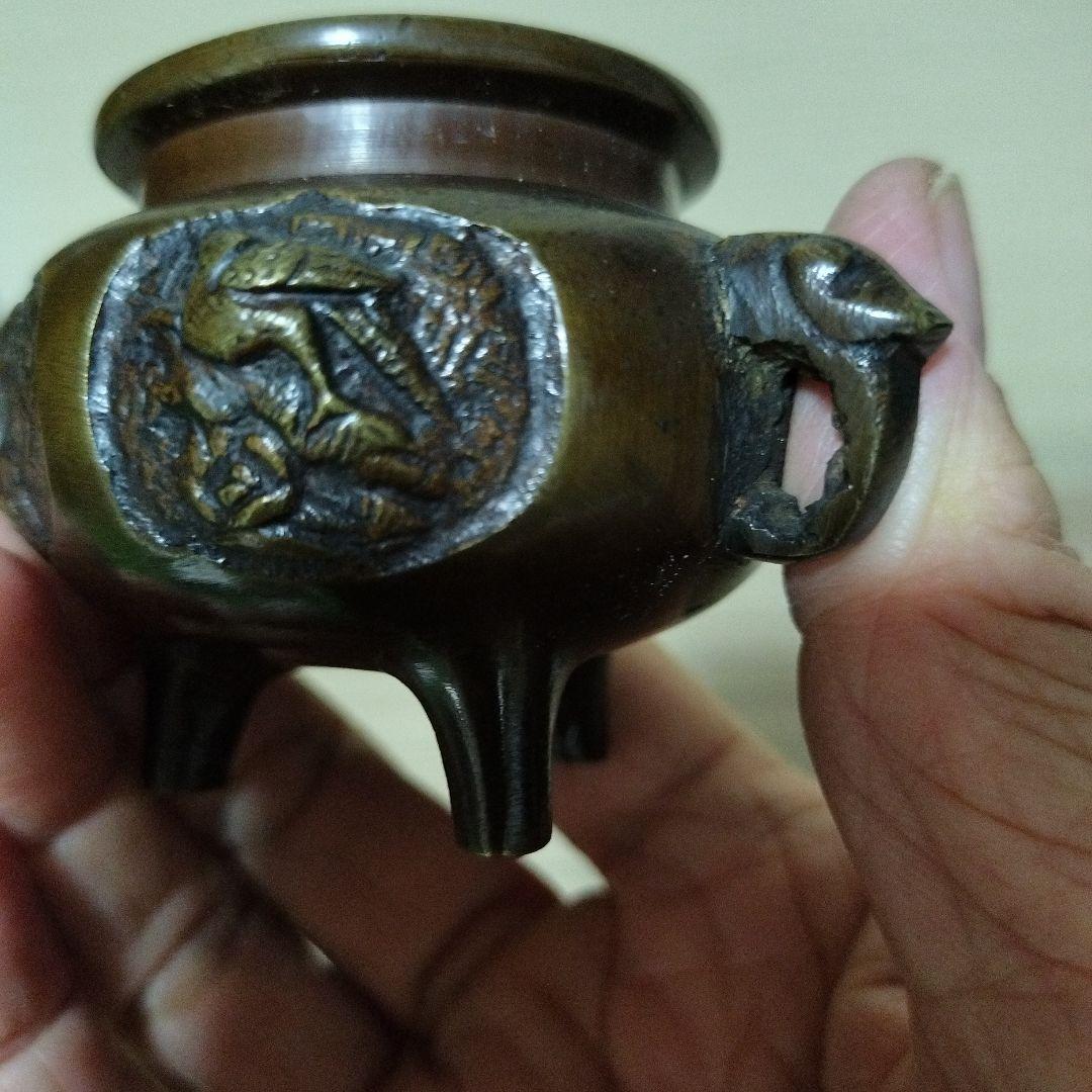 古銅器象香炉 アンティーク 年代物 2点 台座付き