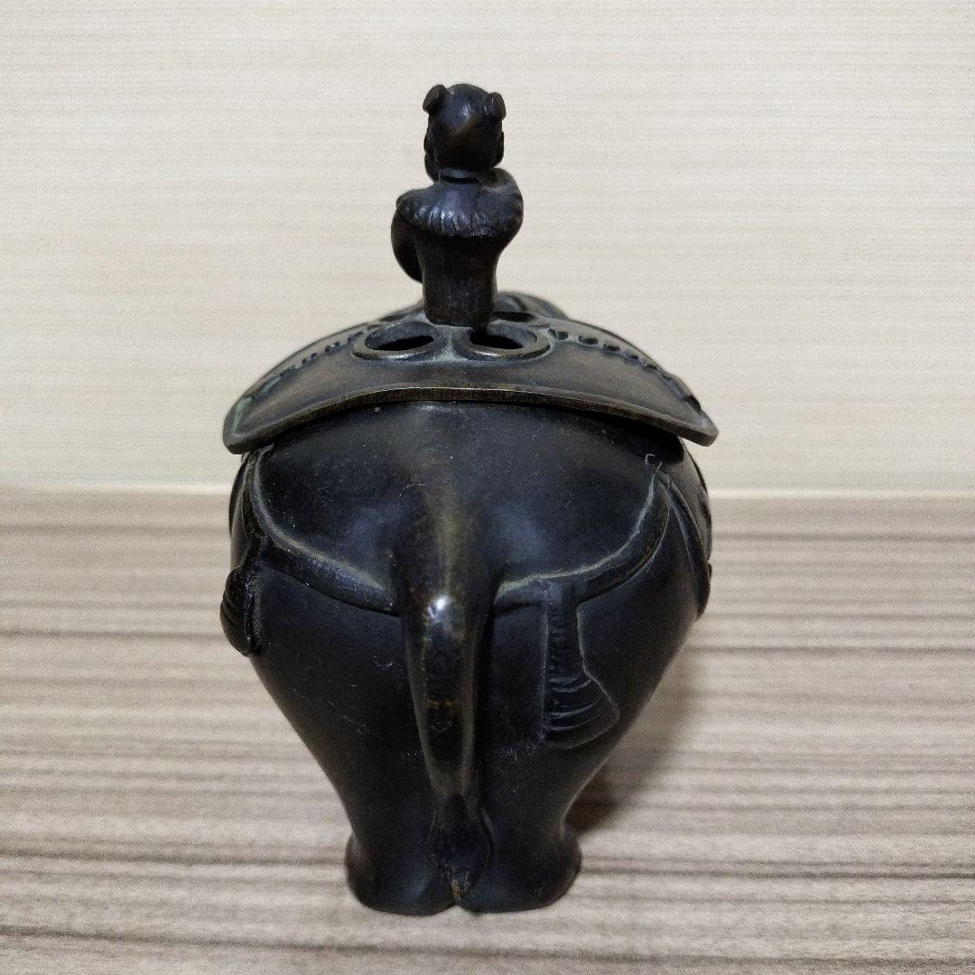 古銅器象香炉 アンティーク 年代物 2点 台座付き