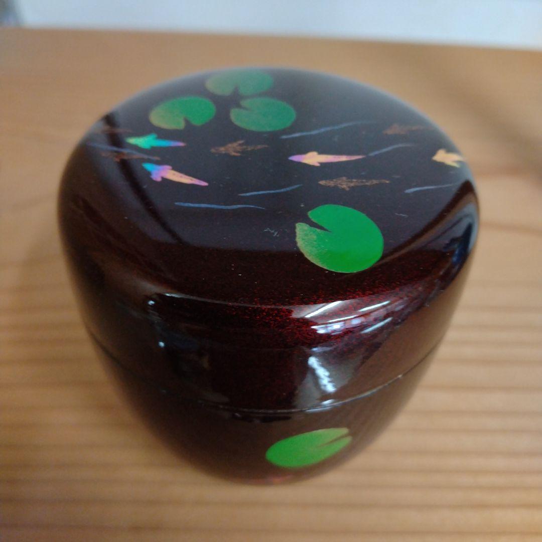 茶道具　期間限定特価　メダカ蒔絵中棗　内梨子地　新品