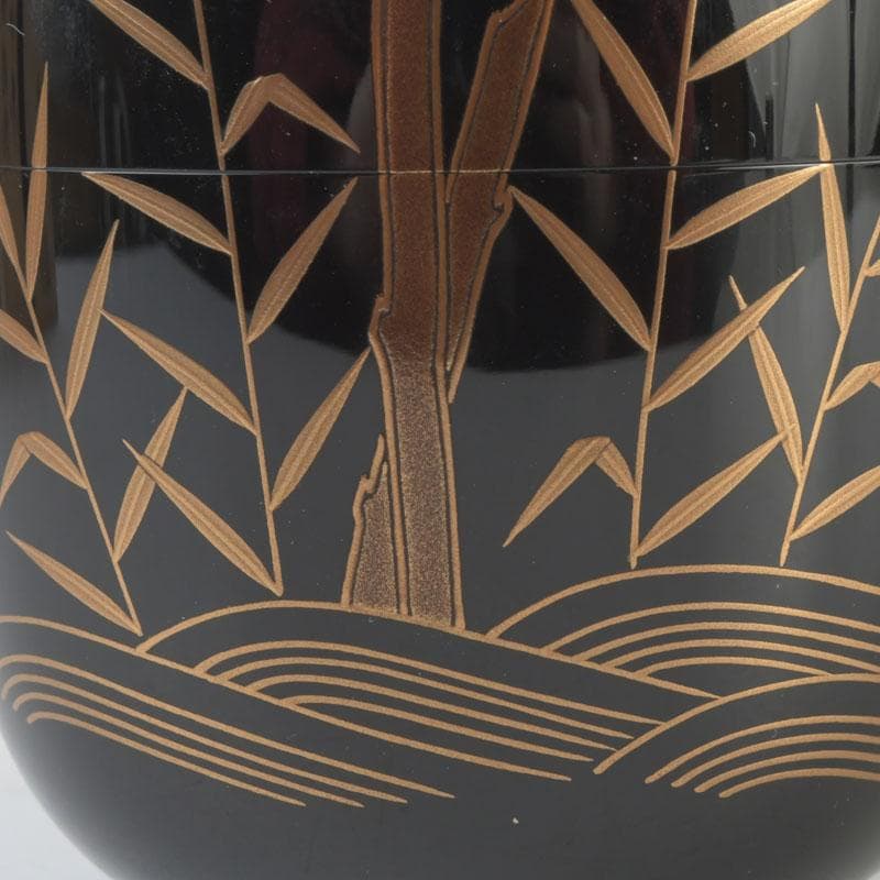 茶道具　 加賀蒔絵師　中村孝也作　川蝉蒔絵　中棗　共箱　V　9571