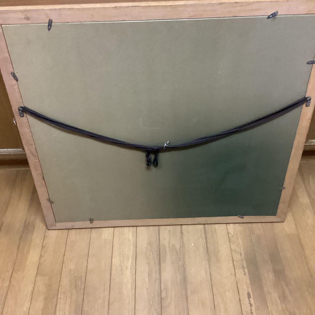 六代目　歌川豊国作　【　遊鯉図　】　木枠額装　日本画手描き板画