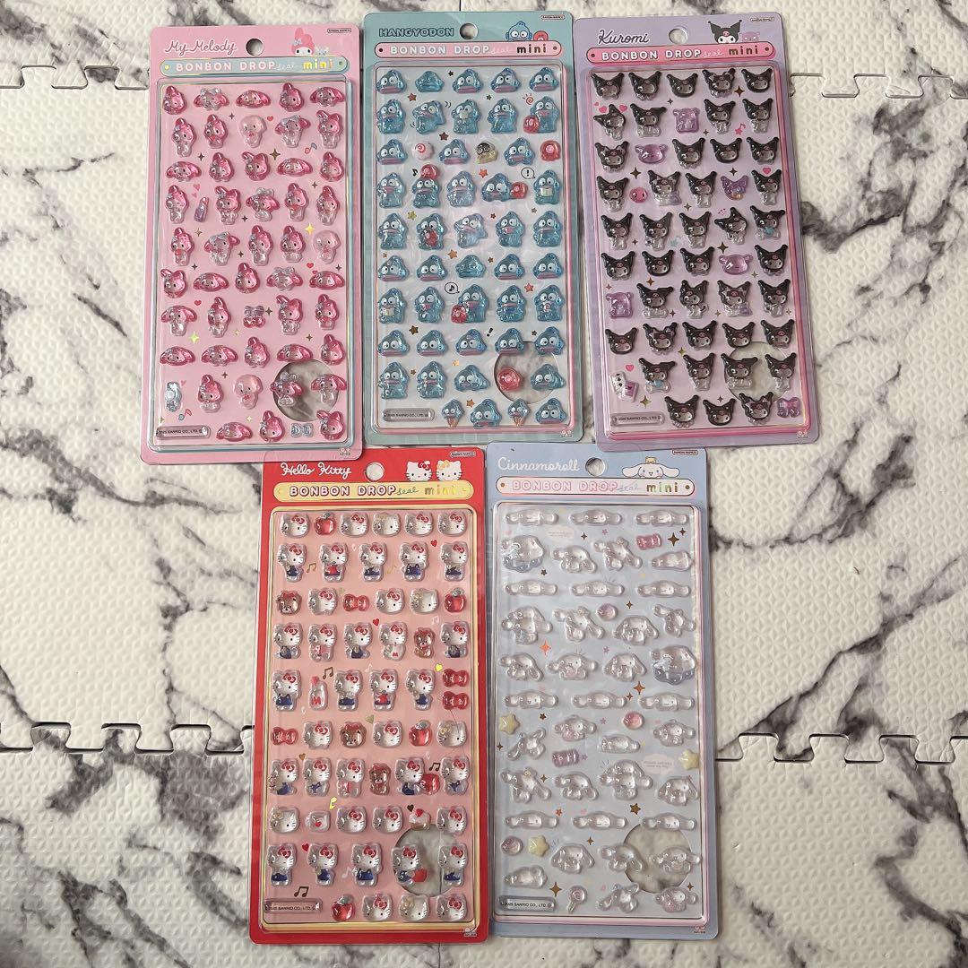 【国内正規品】サンリオ　ボンボンドロップシール5種類セット