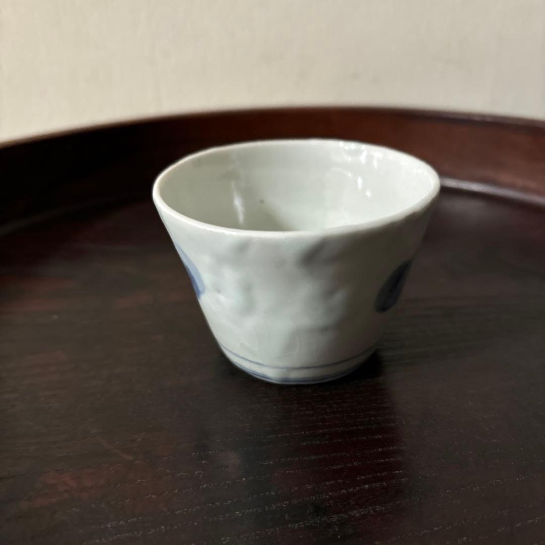 古伊万里染付丸文蕎麦猪口　生掛け　くらわんか　江戸前期　白磁　検:白洲正子　李朝