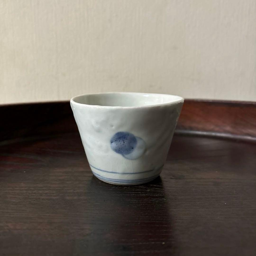 古伊万里染付丸文蕎麦猪口　生掛け　くらわんか　江戸前期　白磁　検:白洲正子　李朝