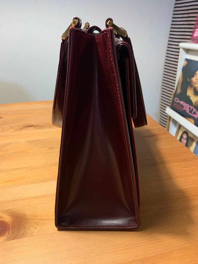 美品 イヴ サンローラン ヴィンテージ YSL バーガンディ レザー