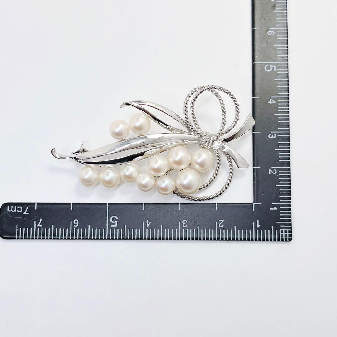 美品✨MIKIMOTO ミキモト パール　11球　ブローチ　コサージュ　リボン