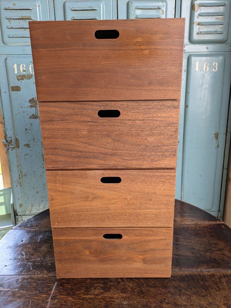 無印良品 スタッキングチェスト 引出し ウォールナット材　2段　棚