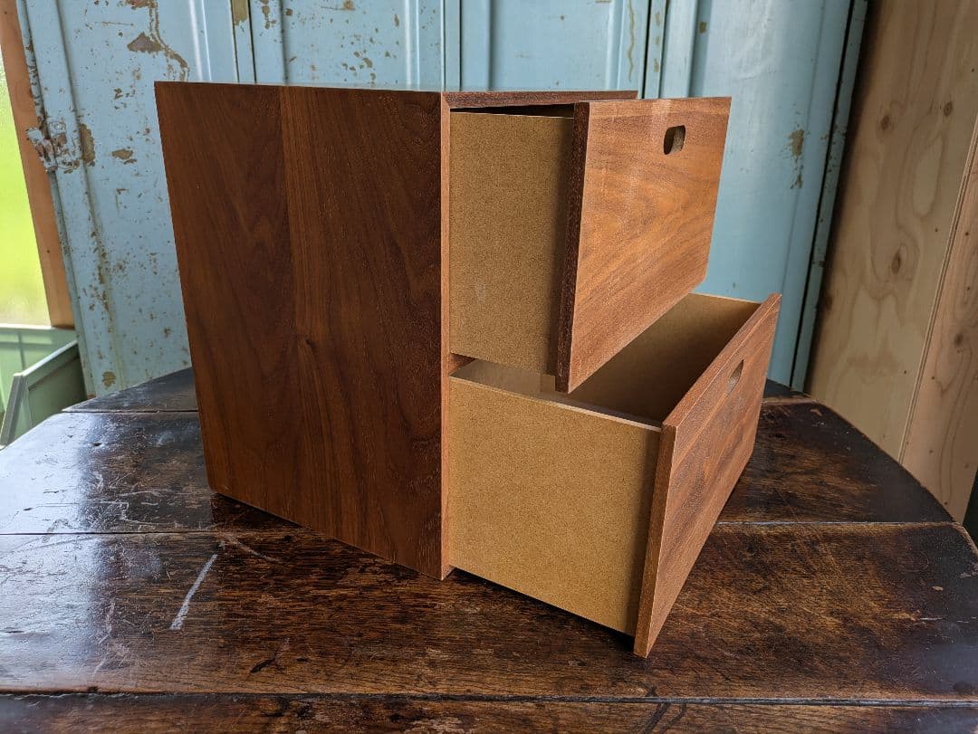 無印良品 スタッキングチェスト 引出し ウォールナット材　2段　棚