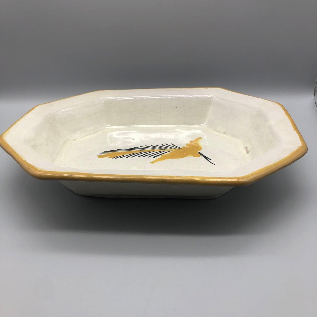 メキシコプエブラタラベラ焼ビンテージ陶器伝統工芸鳥バード八角大皿プレート34cm