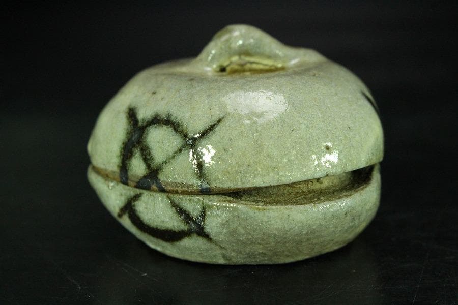 茶道具 古唐津 絵唐津 香合 時代物(K-XA861)