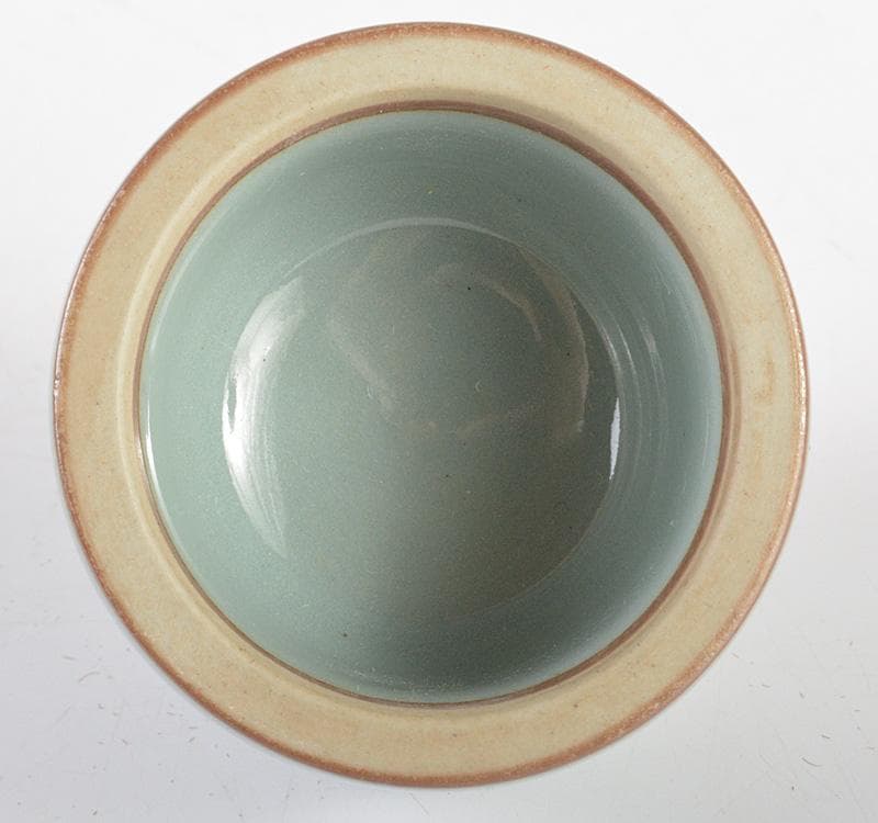 茶道具　三代　諏訪蘇山作　青磁　桃香合　表千家堀内宗完兼中斎極め箱C　R5102