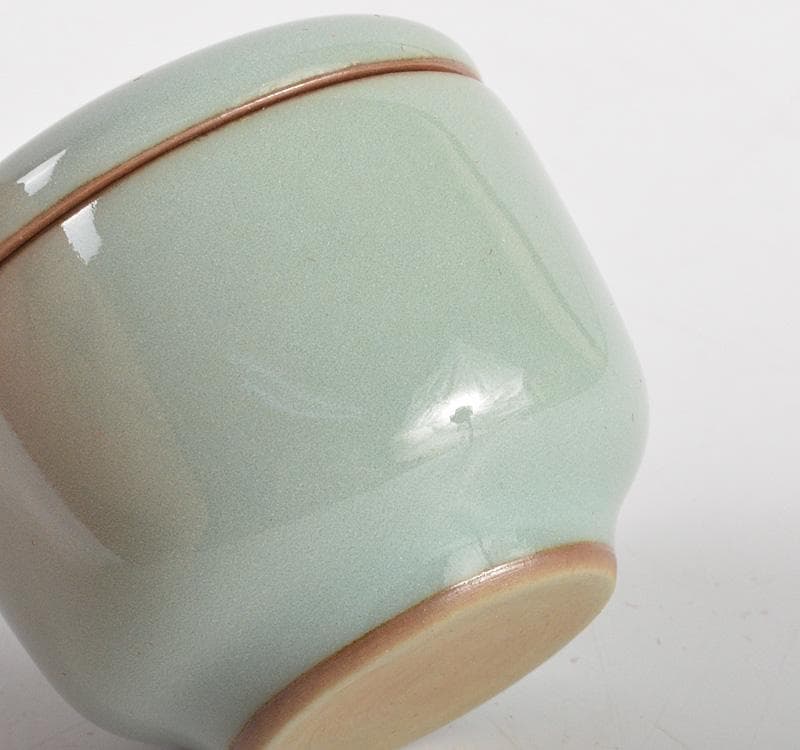 茶道具　三代　諏訪蘇山作　青磁　桃香合　表千家堀内宗完兼中斎極め箱C　R5102