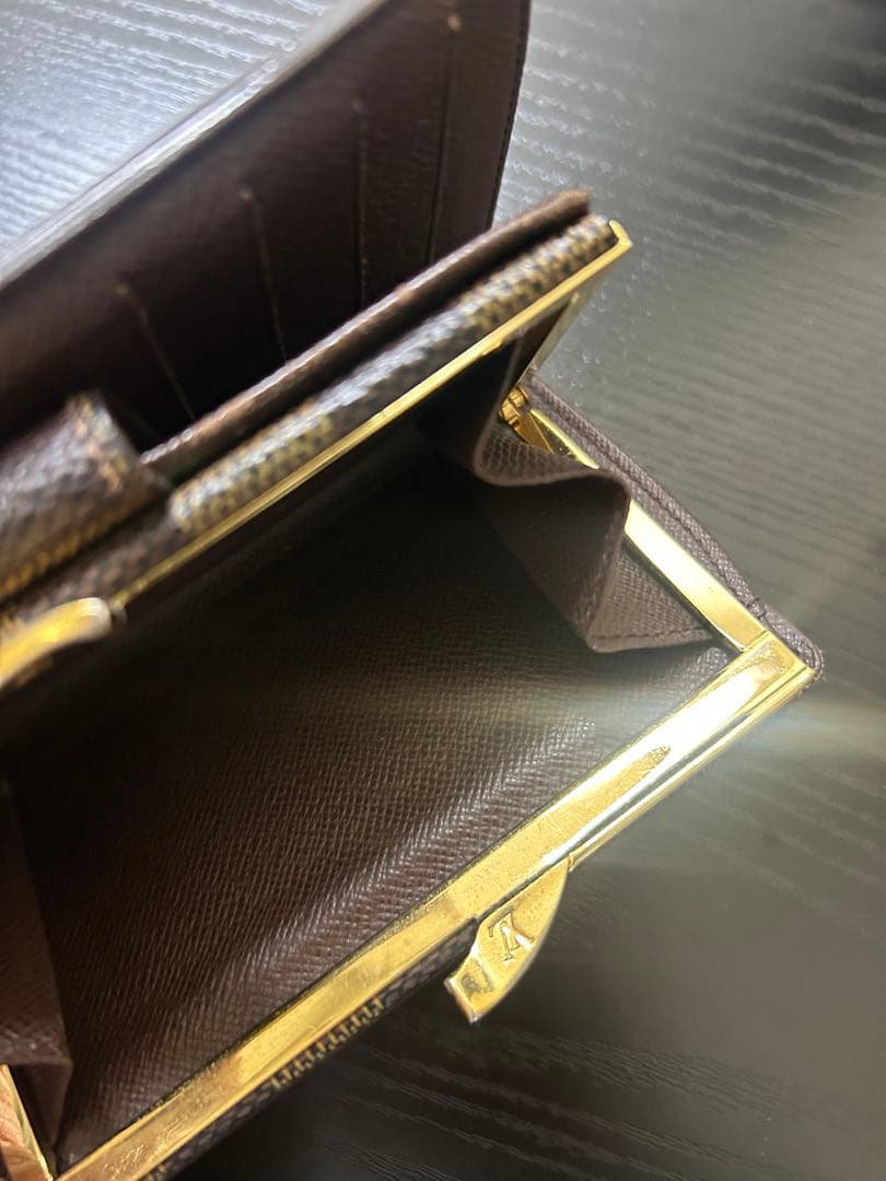 LOUIS VUITTON 2つ折り財布/レザー/WHT/チェック