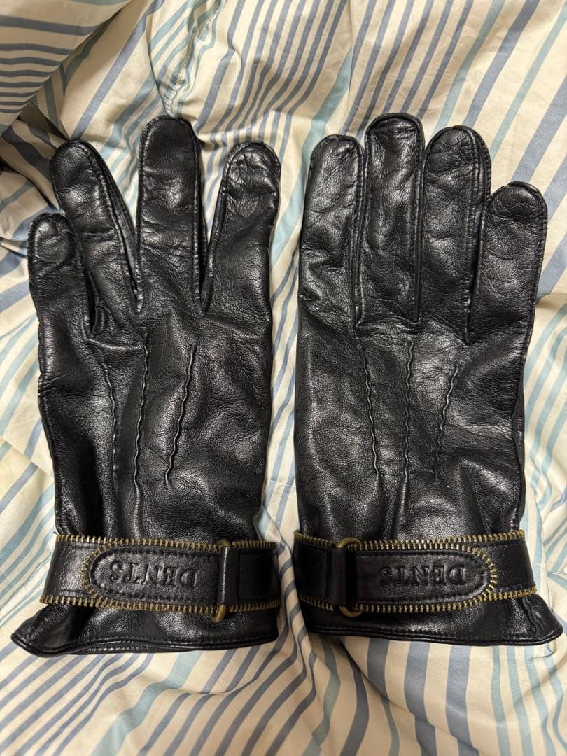 今週いっぱい安く　未使用DENTS レザー ブラック手袋 ジッパー付サイズL