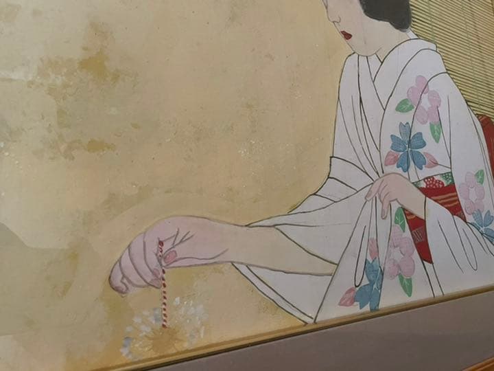 蔵出し「真作」宮下柚葵　「花火」美人画　伊東深水門下　美人画重鎮