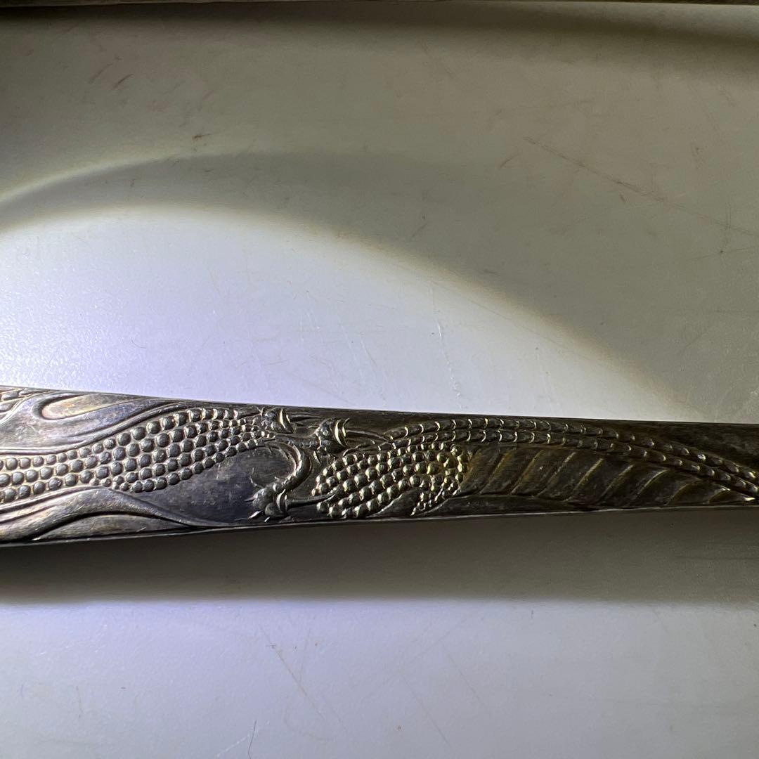 中国古玩　シャム銀　大さじ3点　317g/24.5㎝　東Y7-0630②