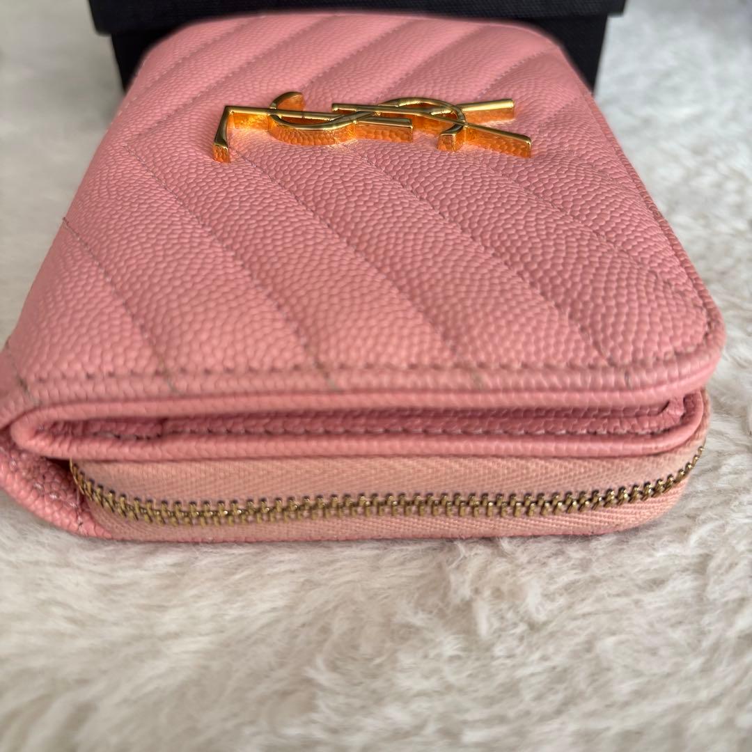 イヴサンローラン YSL 財布 コンパクト ピンク系 レディース