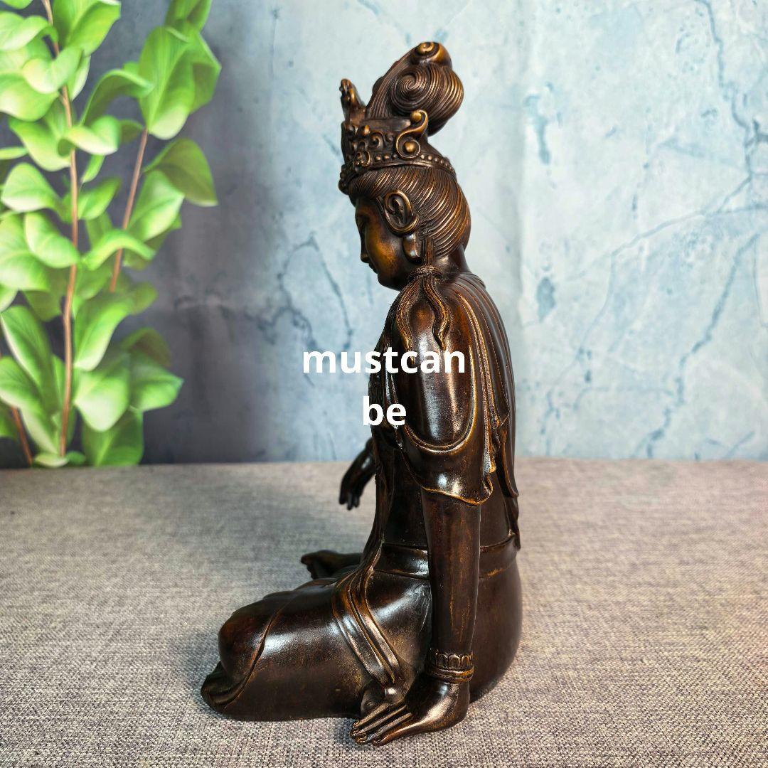 銅製 仏像 自在観音菩薩像 縁起物 茶台 客間 仏間 工芸品 置物