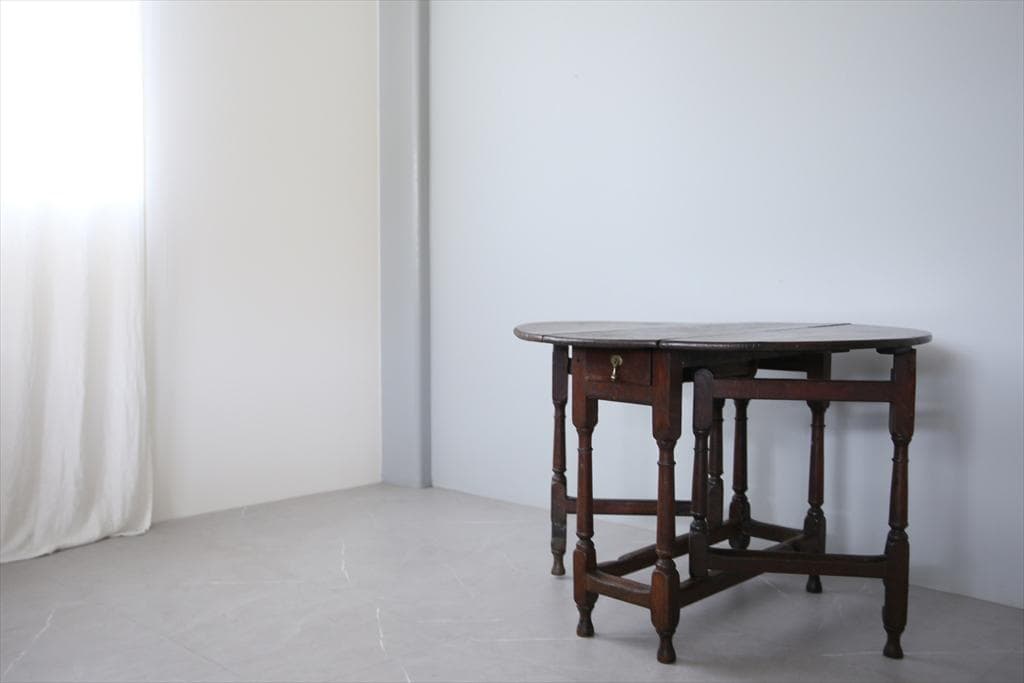 英国アンティーク木製ゲートレッグテーブル/ダイニング机バタフライ(74-243)