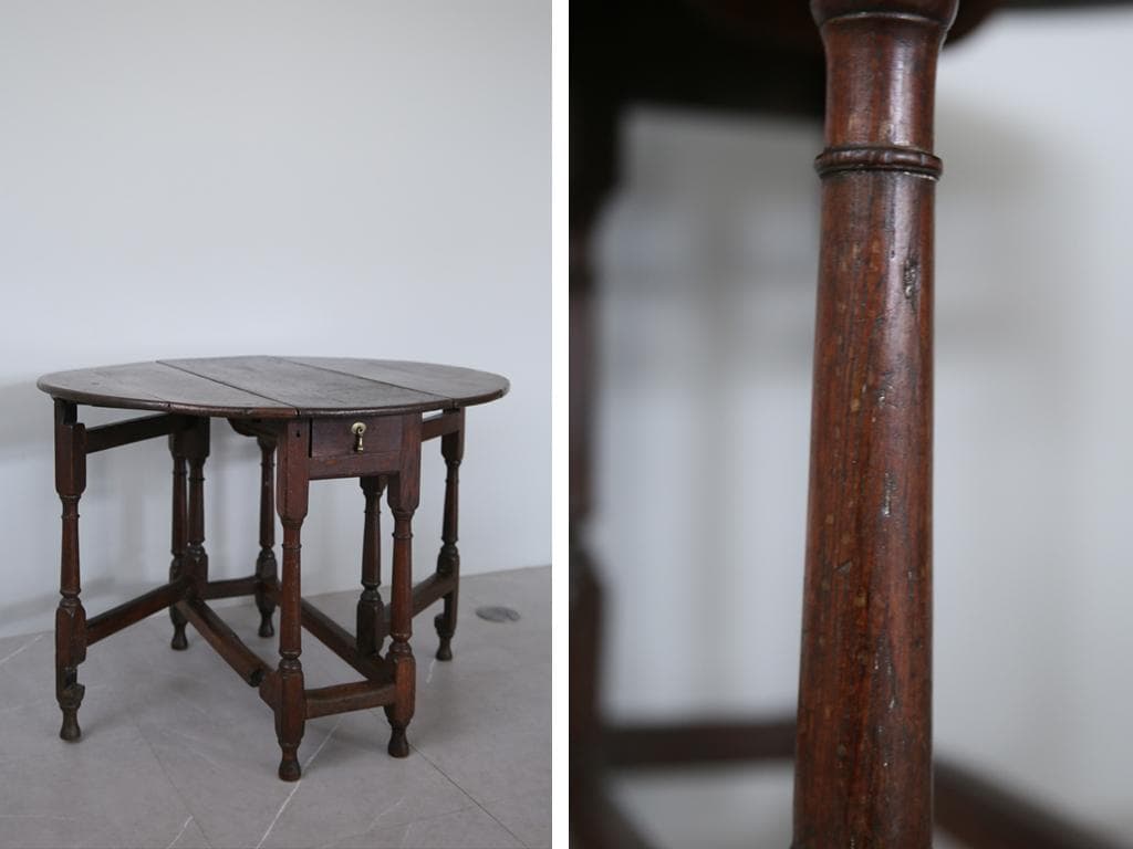 英国アンティーク木製ゲートレッグテーブル/ダイニング机バタフライ(74-243)