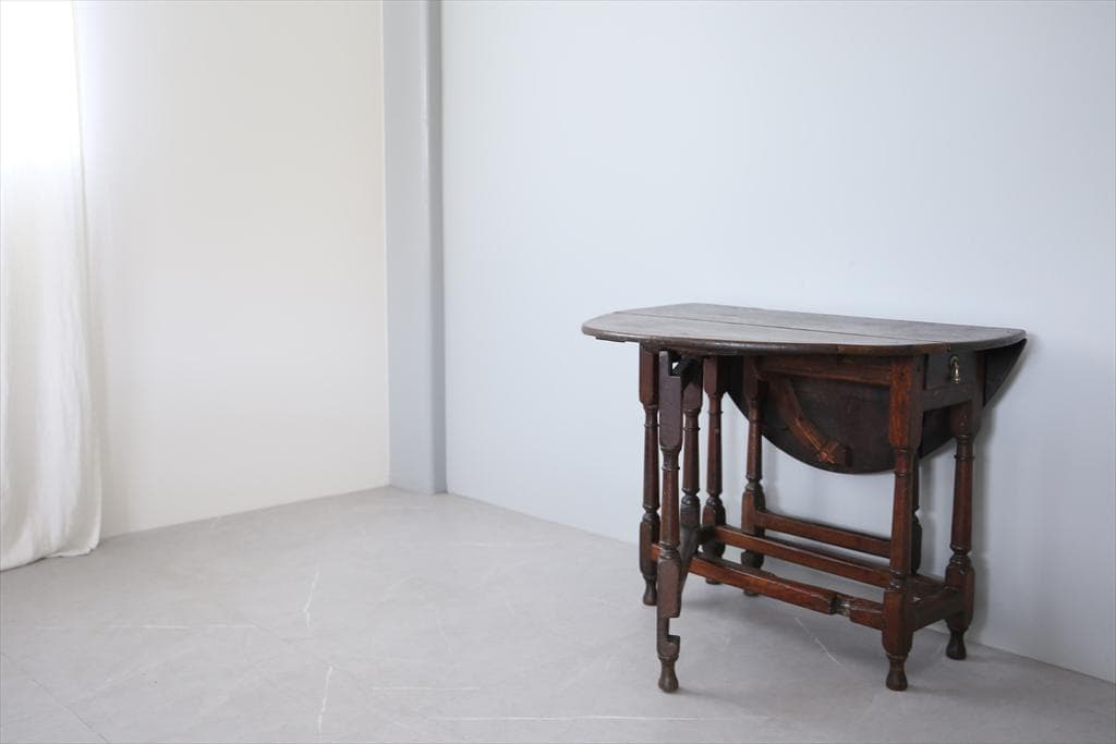 英国アンティーク木製ゲートレッグテーブル/ダイニング机バタフライ(74-243)