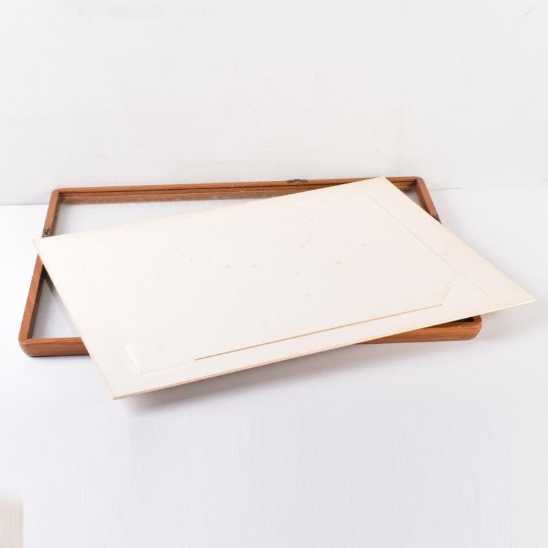 中国　工芸印刷　斉白石筆　水墨画　三餘図　額装　C　7431A