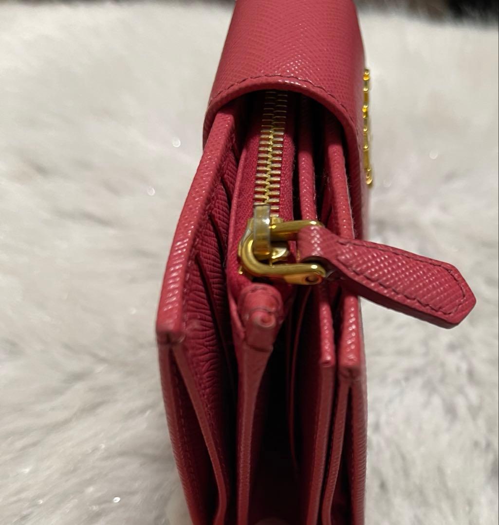 【PRADA】プラダ財布☆サフィアーノ☆コンパクトウォレット☆ピンク美品