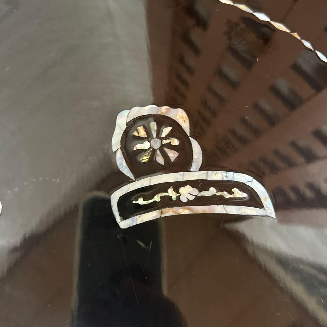 螺鈿細工　足付膳丸座卓　お盆　高足　工芸品　机