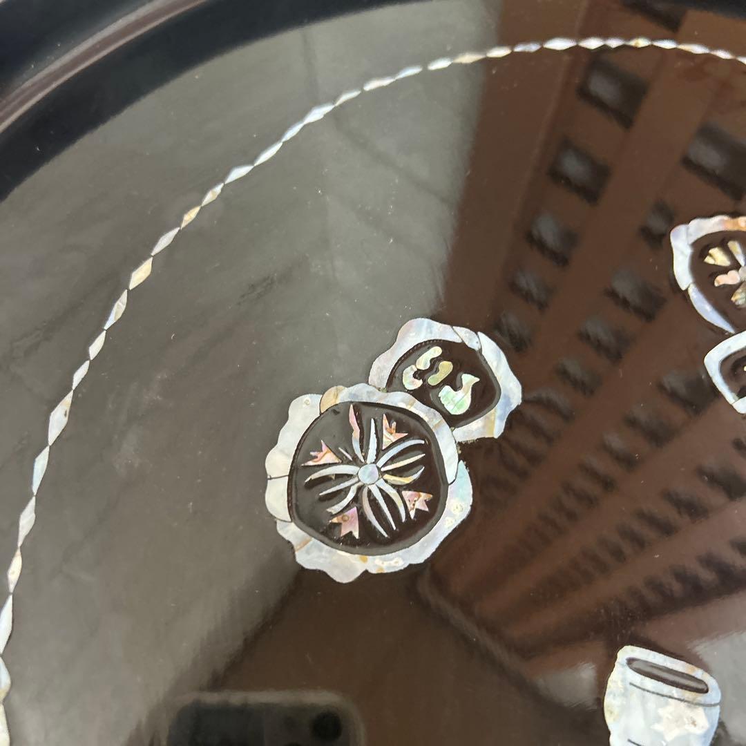 螺鈿細工　足付膳丸座卓　お盆　高足　工芸品　机