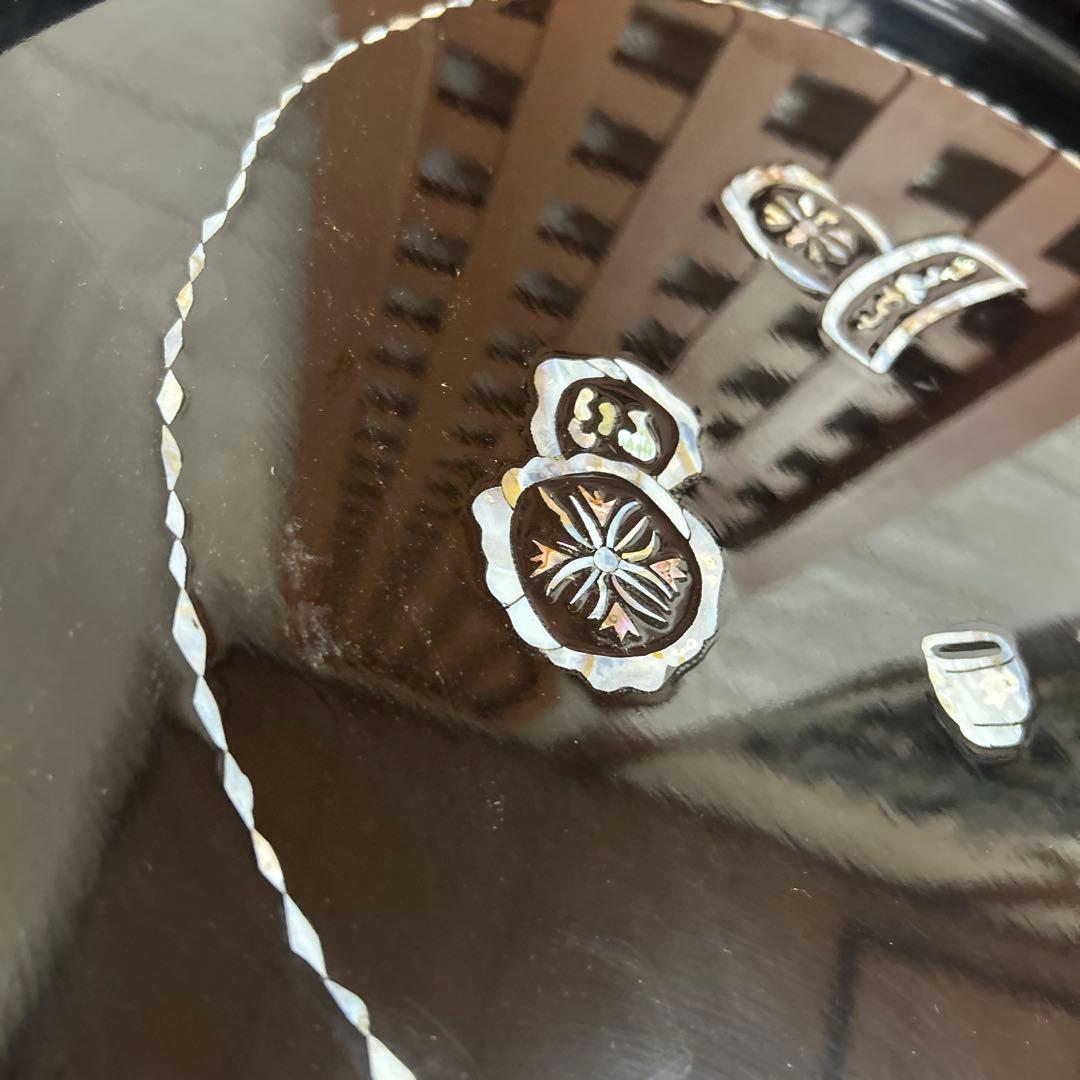 螺鈿細工　足付膳丸座卓　お盆　高足　工芸品　机