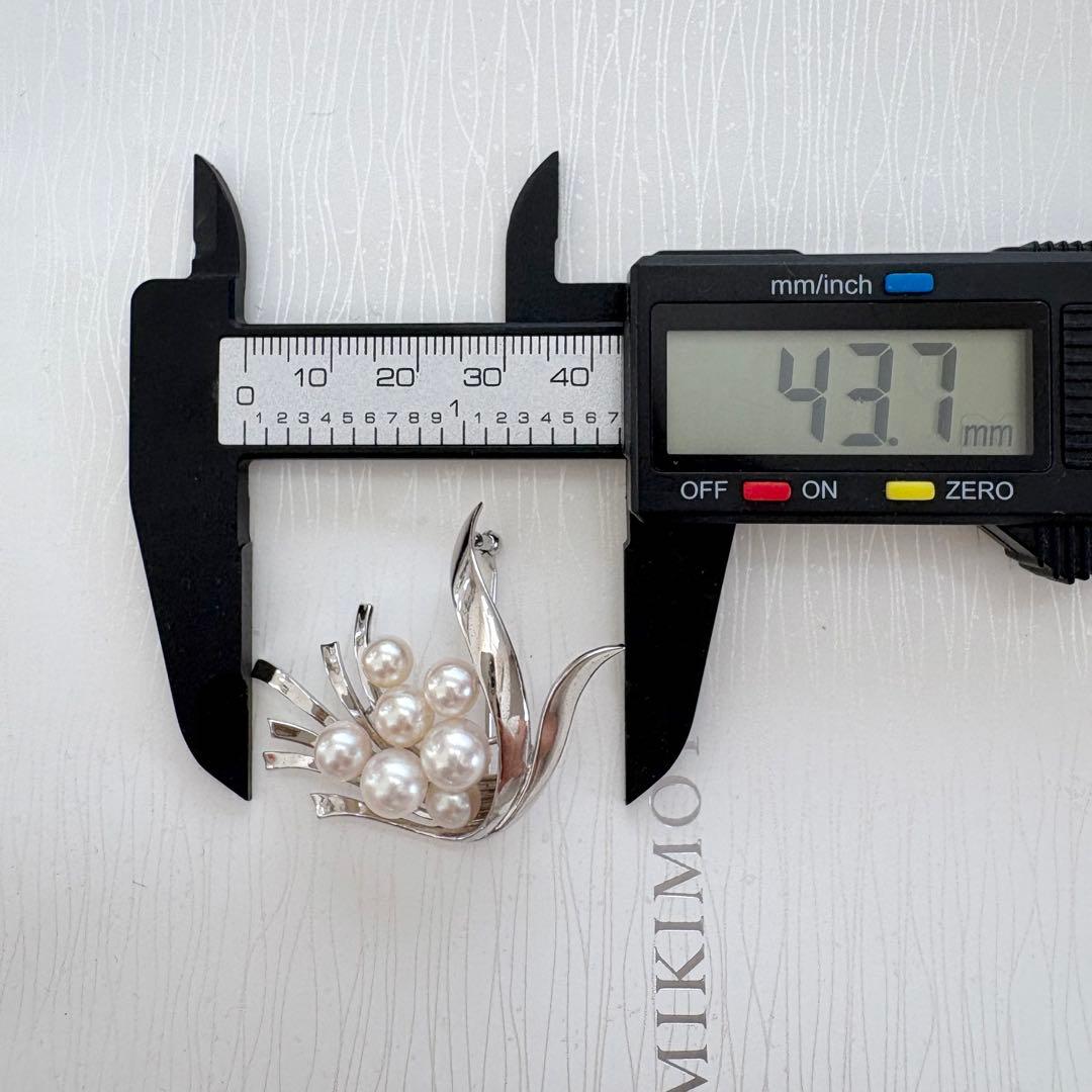 美品✨MIKIMOTO ブローチ あこや真珠 7珠 ブーケM刻印 シルバー
