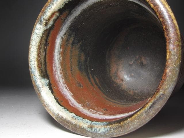 ★　濱田庄司　地釉流掛花生　味わい深い一品です★x395