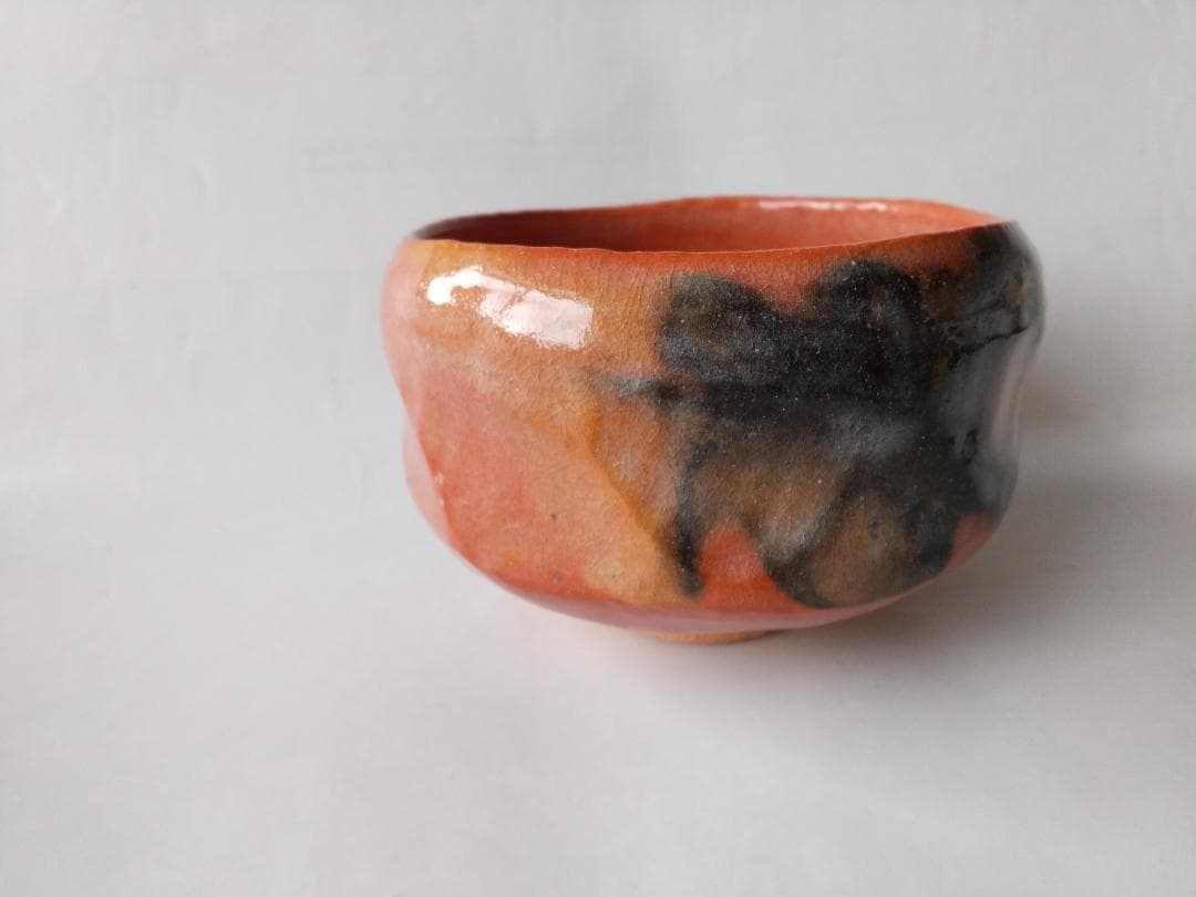楽焼 三代 佐々木松楽 作 赤茶碗 赤楽茶碗 共箱 共布 栞 茶道具 茶碗 新品