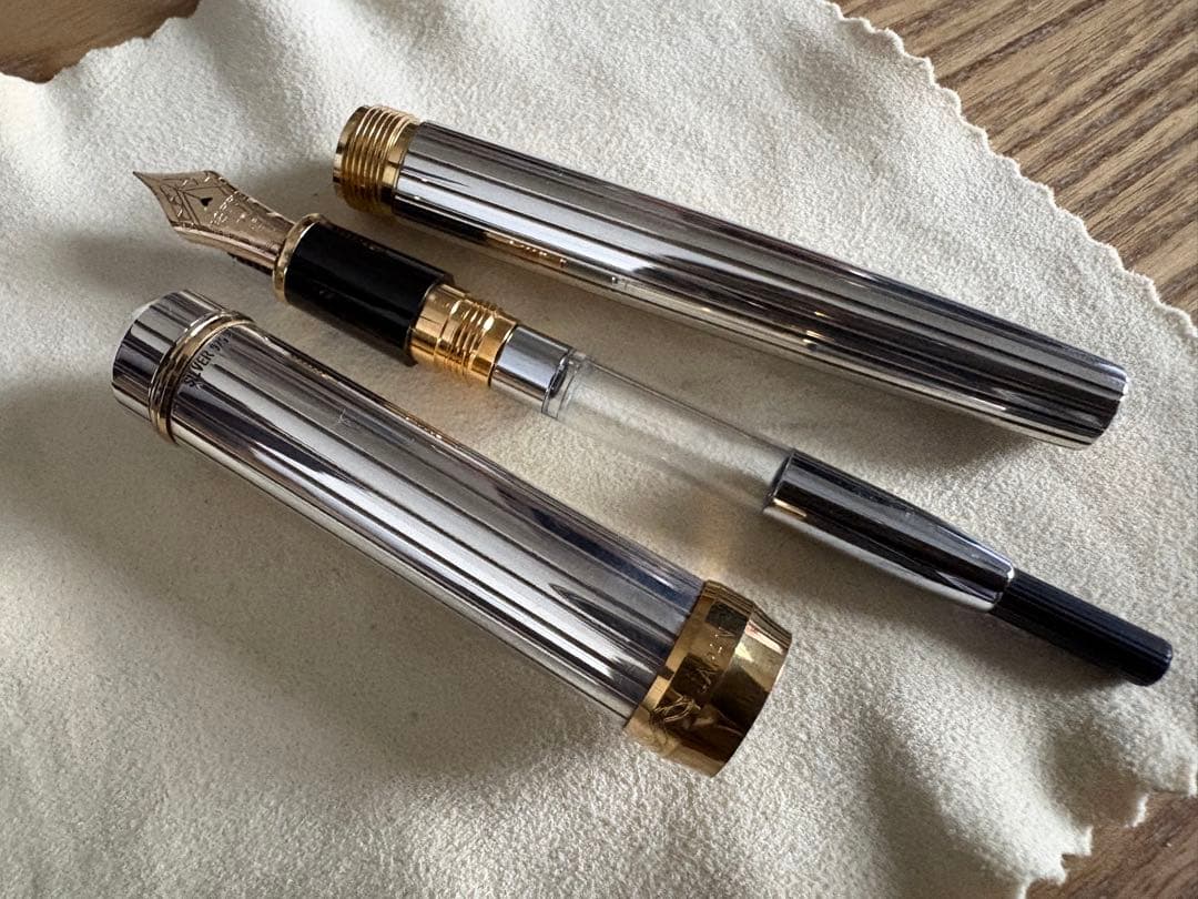 【美品】プラチナ萬年筆 銀無垢 #9-2 シルバー PTS-50000 F 細字