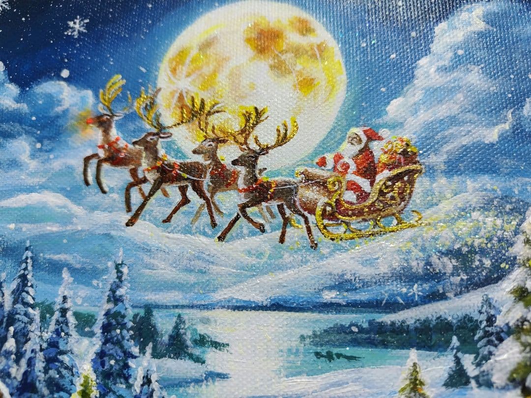 8*！様 【Happy Christmas】アクリル画 F3 風景画 絵画