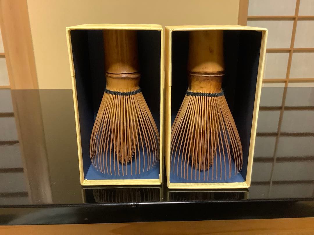 茶道具　茶筅　未使用　煤竹数穂2本セット　池田壱岐作