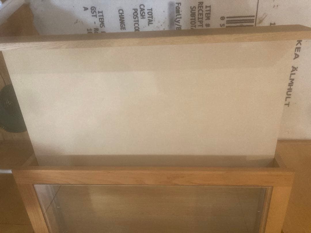 ナチュラルウッド 4段チェスト ガラス天板付き