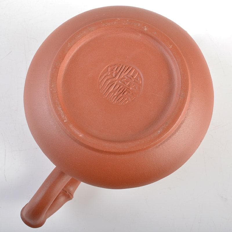 中国　紫砂　朱泥　竹文　蝉摘　急須　茶壷　在銘　C　R6164